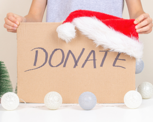 Donate box with Santa Hat